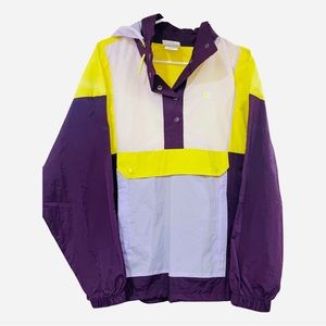 Champion Purple/White/Neon Yellow Windbreaker. Size Small.